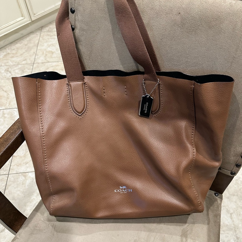 Coach Brown Leather Tote with Classic Silhouette